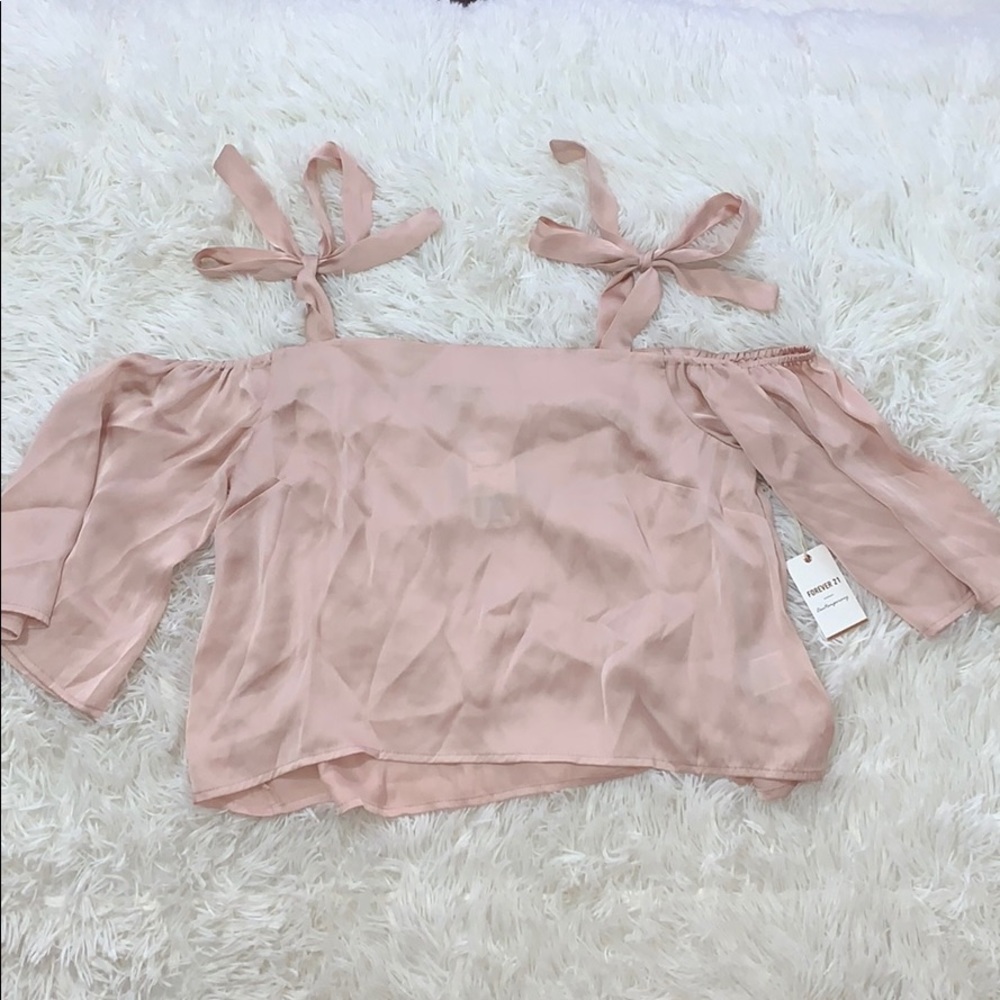 Baby pink strapless top